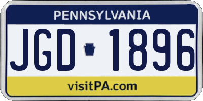 PA license plate JGD1896