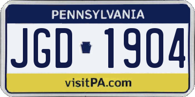PA license plate JGD1904