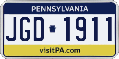 PA license plate JGD1911