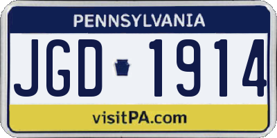 PA license plate JGD1914