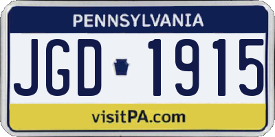 PA license plate JGD1915