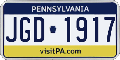 PA license plate JGD1917