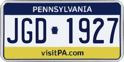 PA license plate JGD1927