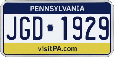 PA license plate JGD1929