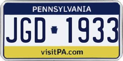 PA license plate JGD1933