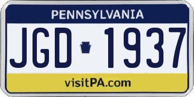 PA license plate JGD1937
