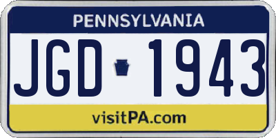 PA license plate JGD1943
