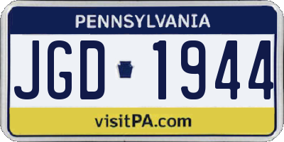 PA license plate JGD1944