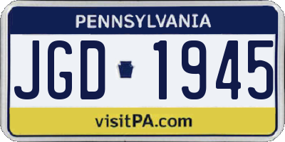 PA license plate JGD1945