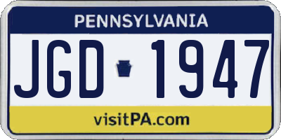 PA license plate JGD1947