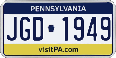 PA license plate JGD1949