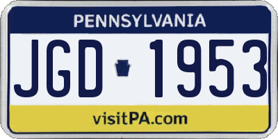 PA license plate JGD1953