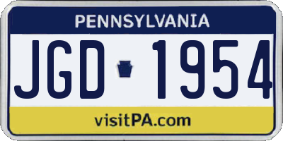 PA license plate JGD1954