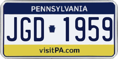PA license plate JGD1959