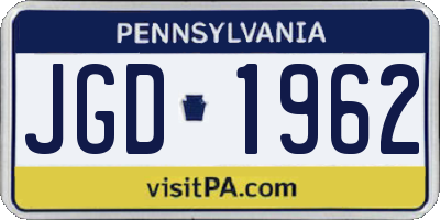 PA license plate JGD1962