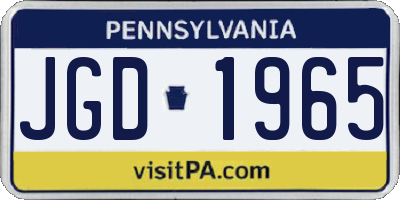 PA license plate JGD1965