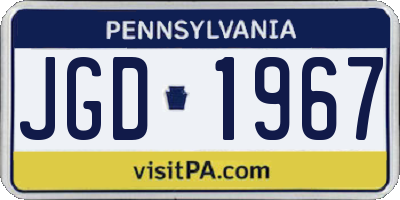 PA license plate JGD1967
