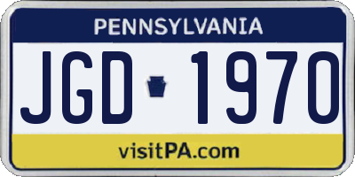 PA license plate JGD1970