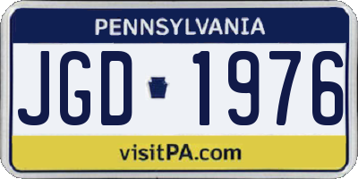 PA license plate JGD1976