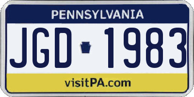 PA license plate JGD1983