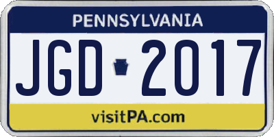 PA license plate JGD2017