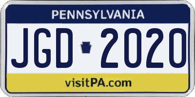 PA license plate JGD2020