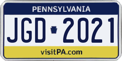 PA license plate JGD2021