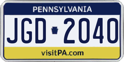PA license plate JGD2040