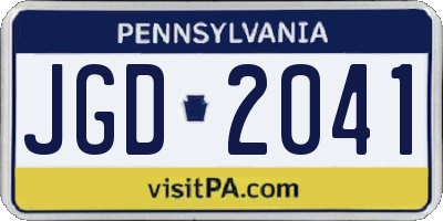 PA license plate JGD2041