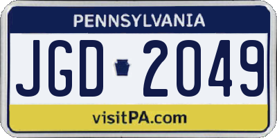 PA license plate JGD2049