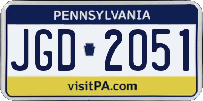 PA license plate JGD2051