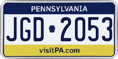 PA license plate JGD2053