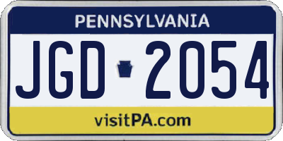 PA license plate JGD2054