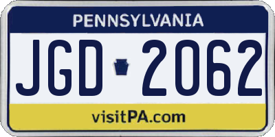 PA license plate JGD2062