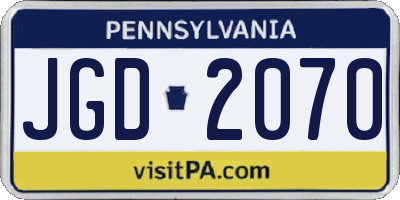 PA license plate JGD2070