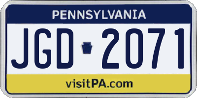 PA license plate JGD2071
