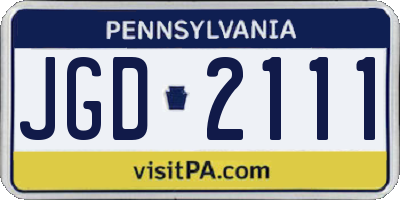 PA license plate JGD2111