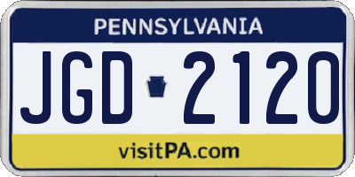 PA license plate JGD2120