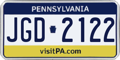 PA license plate JGD2122