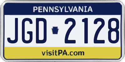 PA license plate JGD2128