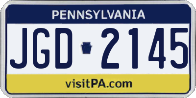PA license plate JGD2145