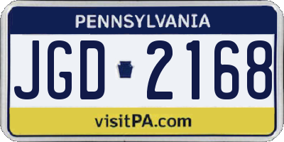 PA license plate JGD2168