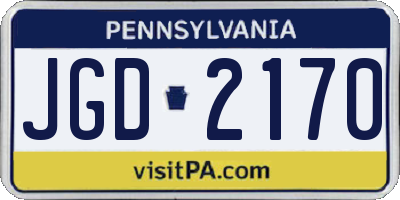 PA license plate JGD2170