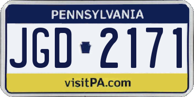 PA license plate JGD2171