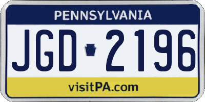 PA license plate JGD2196