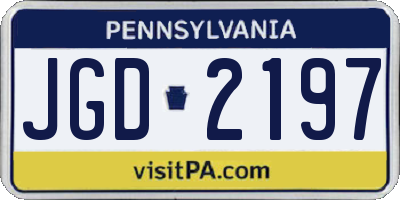 PA license plate JGD2197