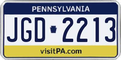 PA license plate JGD2213