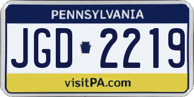 PA license plate JGD2219