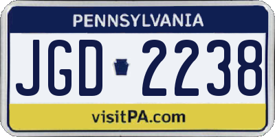 PA license plate JGD2238