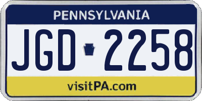 PA license plate JGD2258